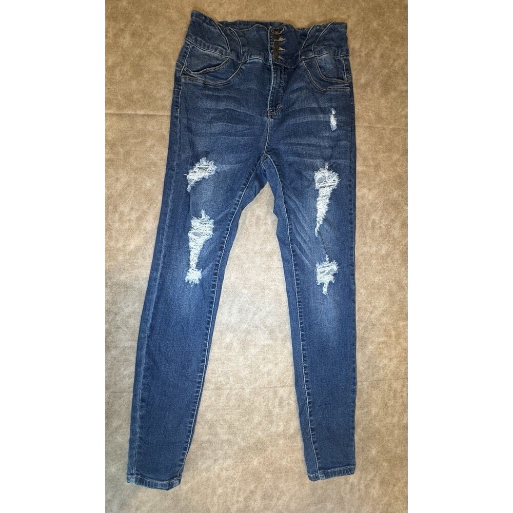 Wax Jean Butt I Love Distressed Jeans Slim Fit Womens 9/2 Medium Wash
